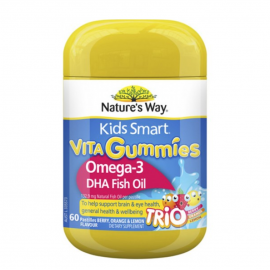 佳思敏儿童鱼油软糖60粒 草莓香橙柠檬三种口味 营养大脑保护眼睛 Kids Smart Vita Gummies Omega-3 Fish Oil 60s